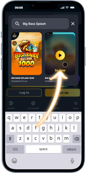 Big Bass Splash Tap the demo option